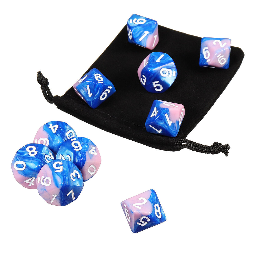 10pcs 10 Sided Dice D10 Polyhedral Dice RPG Role Playing Game Dices w/ bag