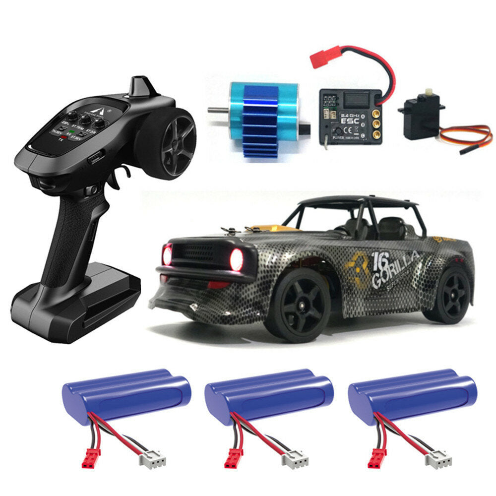 1604 RTR Brushless 60km/h Several Battery 1/16 2.4G 4WD RC Car LED Light Drift Proportional Vehicles Model