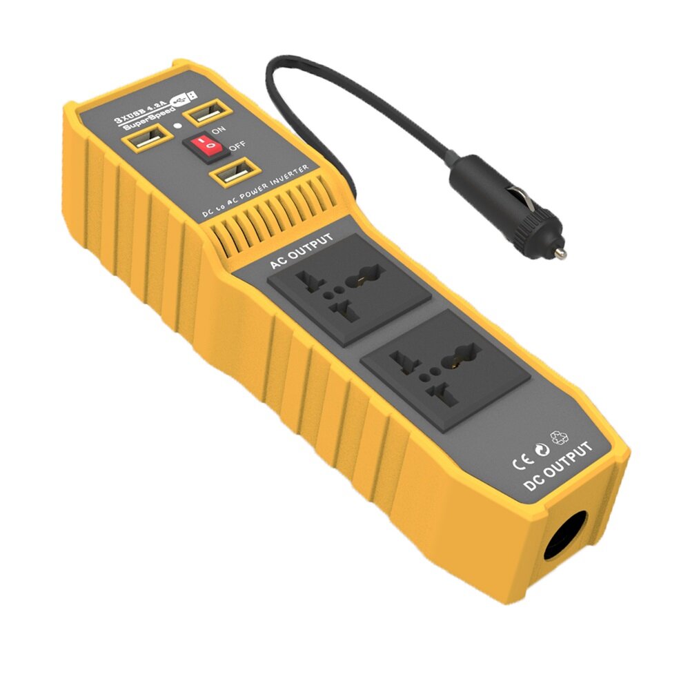 800W Peak Car Power Inverter DC 12V to AC 110V 220V Modified Sine Wave Converter with 2 AC Sockets & One Cigars Lighter Port & 3 USB Ports