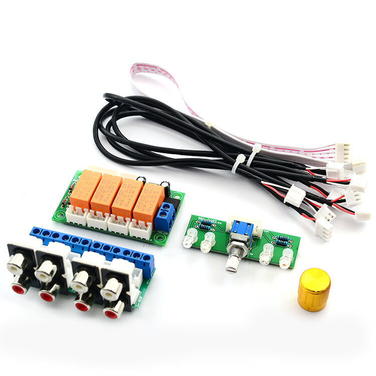 DC 7V-24V Audio Input Switch Board Four-way Audio Source Switch Board Audio Signal Input Switch Board Switch Relay DIY Kit