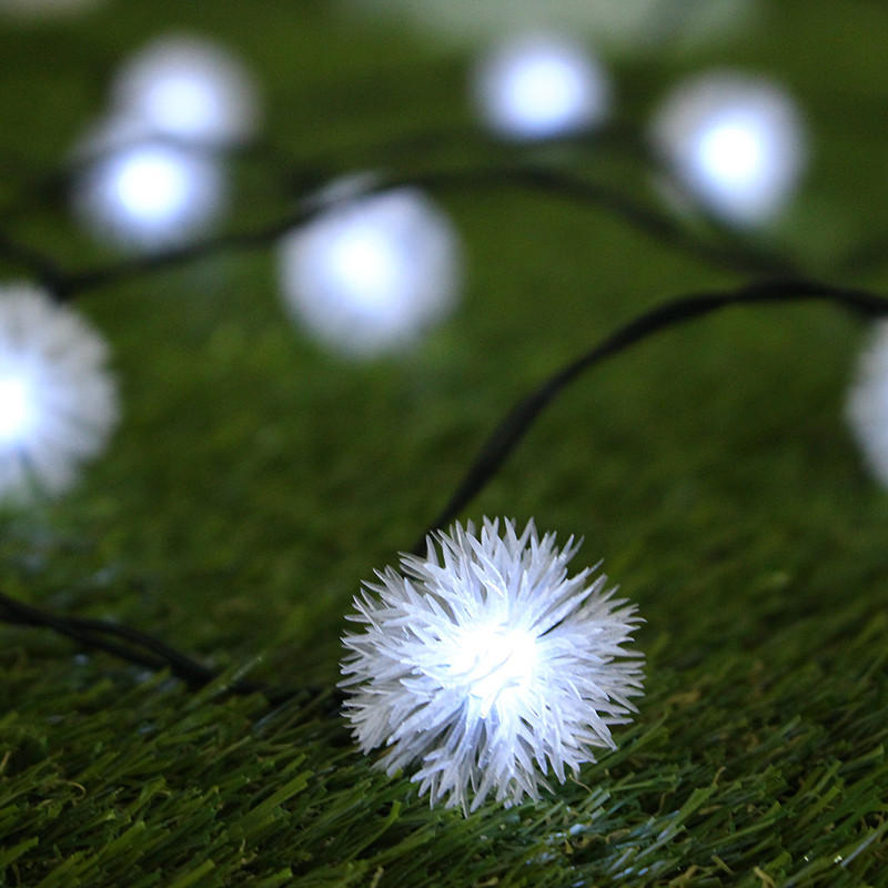 5M 20LED Dandelion Ball Solar Christmas Party Decor Outdoor Fairy String Light Lamp