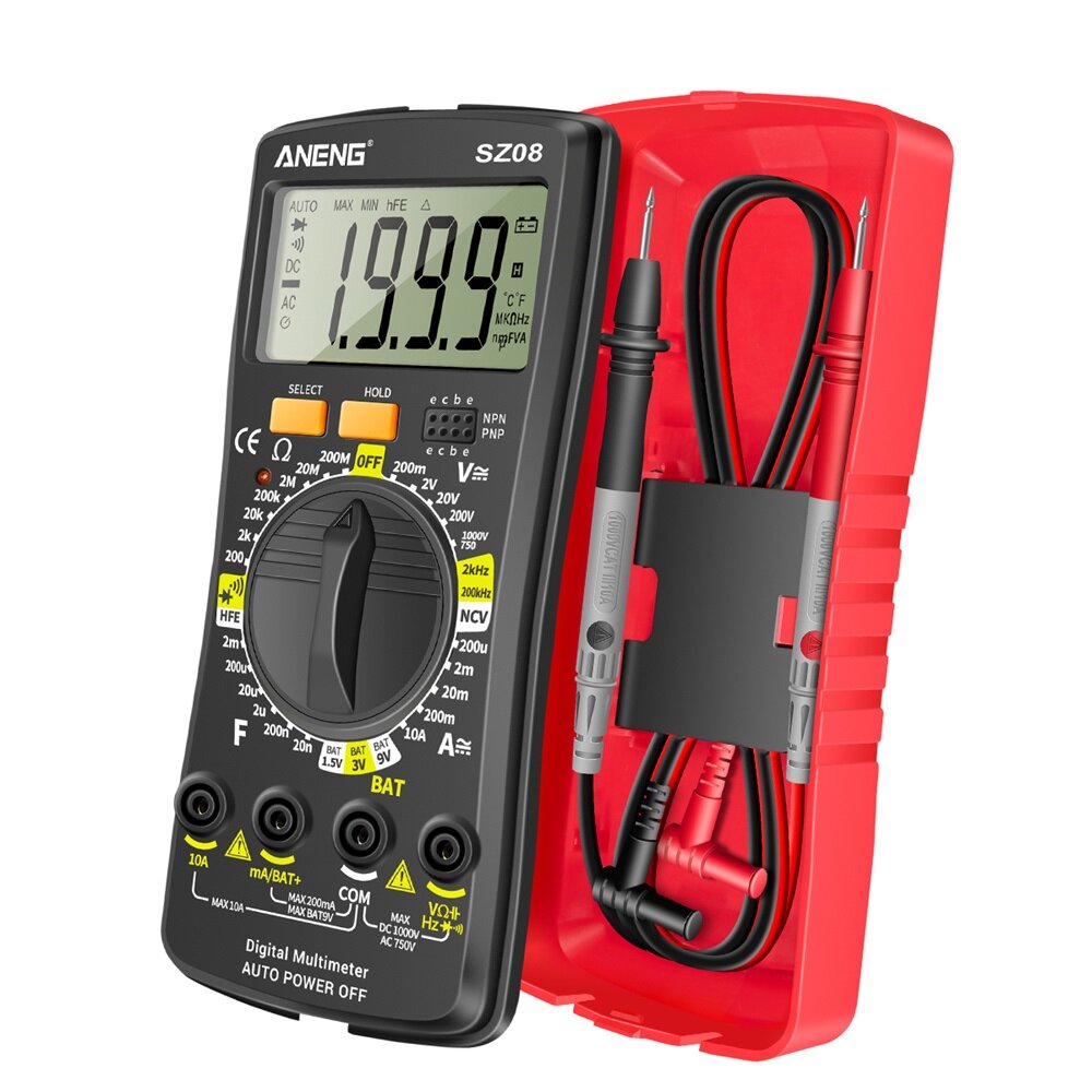 Ultra-thin Split LCD Digital Multimeter Tester with Stowable Test Pen Auto Voltmeter Resistance Tester Tool