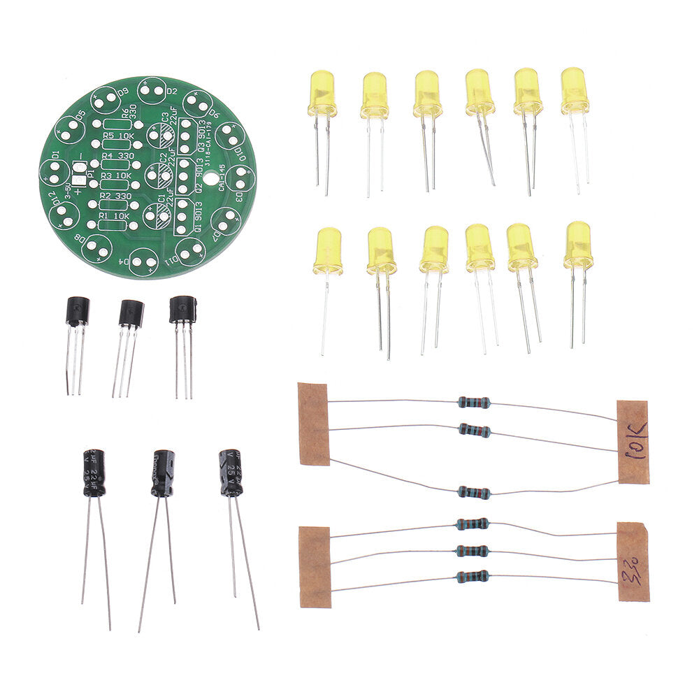 DIY LED Round Flash Electronic Production Kit Component Soldering Training Practice Board