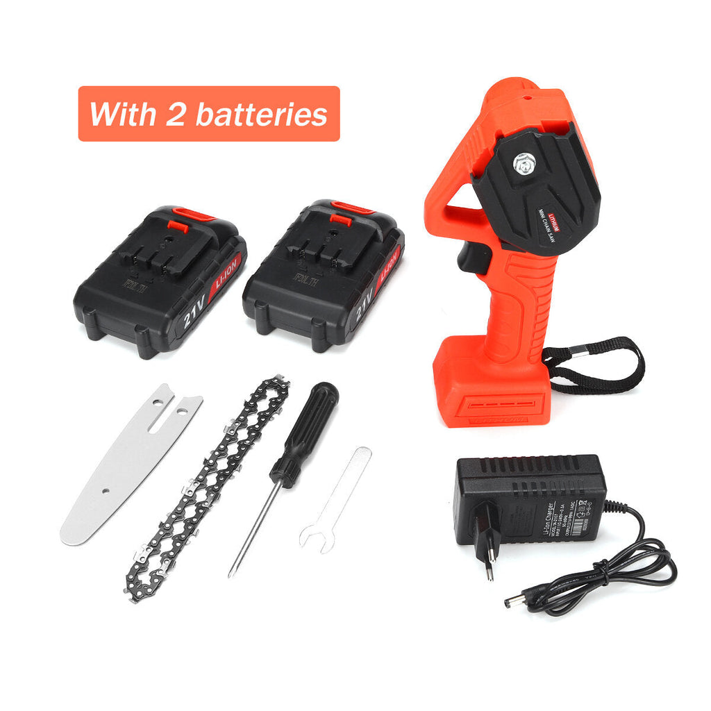 600W 4 Inch Cordless Electric Chain Saw Wood Cutter Tools Garden Woodwork