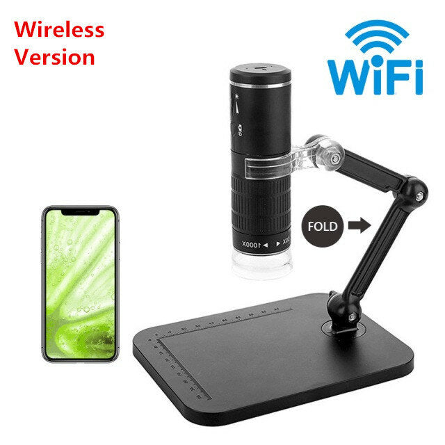 50X-1000X Wireless Digital Microscope Handheld USB HD Inspection Camera with Flexible Stand for Phone PC