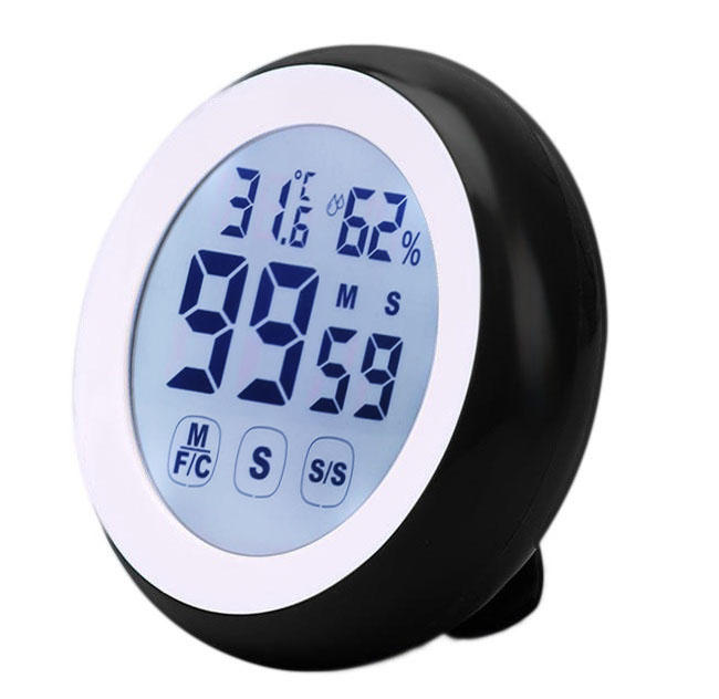 LCD Digital Touch Screen Kitchen Timer Count UP Alarm Clock Temperature And Humidity Me