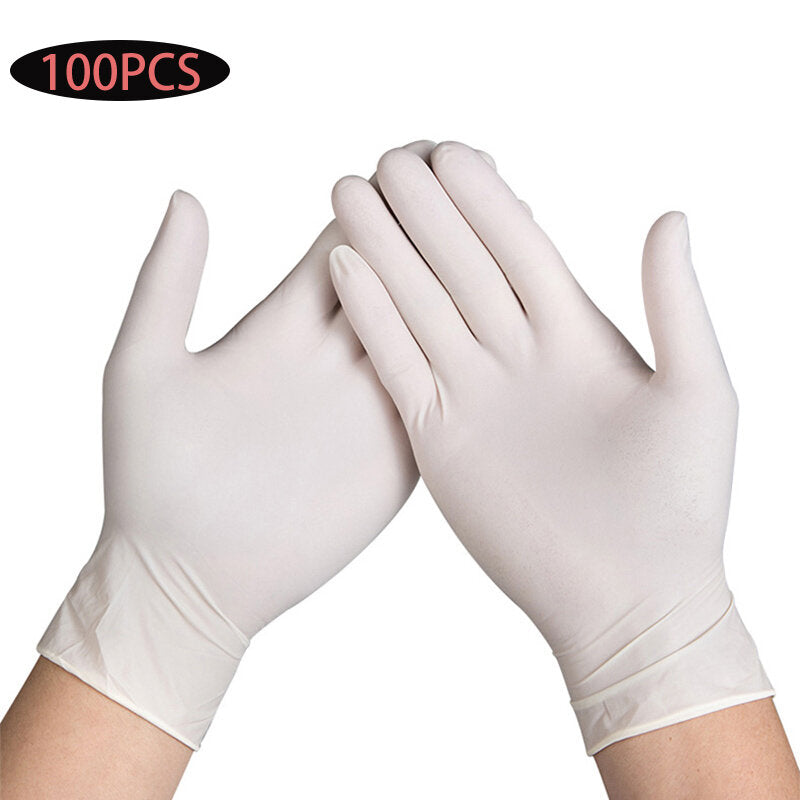 100 Pcs Disposable Latex Gloves Cleaning Work Finger Gloves Latex Protective Home Food For Safety White