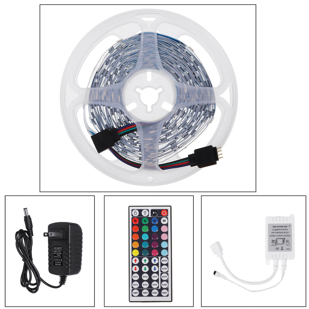 RGB LED Light Strip with 24/44Key Remote Controller 5050 SMD Cuttable Linkable Christmas Decorations Clearance Christmas Lights