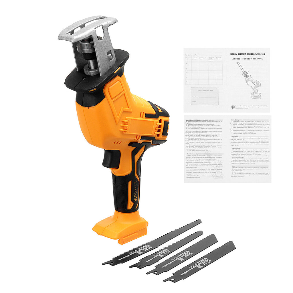 Rechargeable Cordless Reciprocating Saw Handheld Woodorking Wood Cutter 4PCS Saw Blades Electric Saw Kit Fit Worx Battery