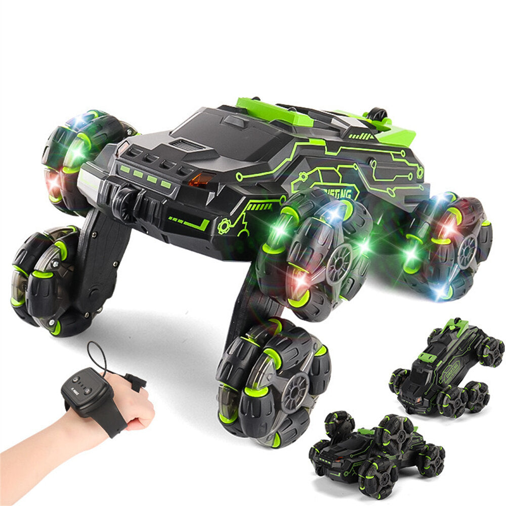 RC Stunt Car 2.4G 4WD Remote Control 360 Flip Drift LED Light Music Spary Double Sided Models Toys