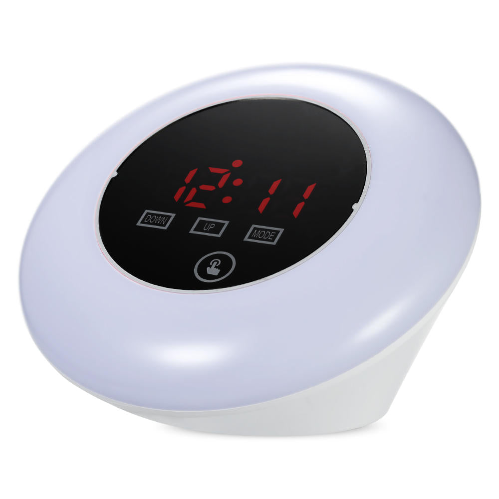 LED Display Digital Thermometer Hygrometer With Desk Table Clock USB Power RGB Light LED Alarm Clock Snooze Function