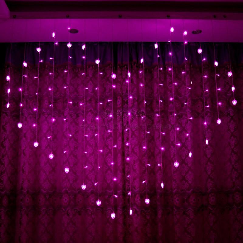 2x1m 128 LED Heart Shape Light String 220V Curtain Light Home Decor for Festival Christmas