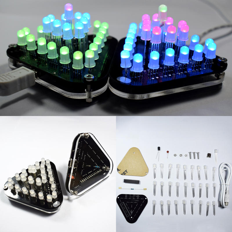 DIY Touch Control RGB Full Color 5MM LED Triangular Pyramid Kit