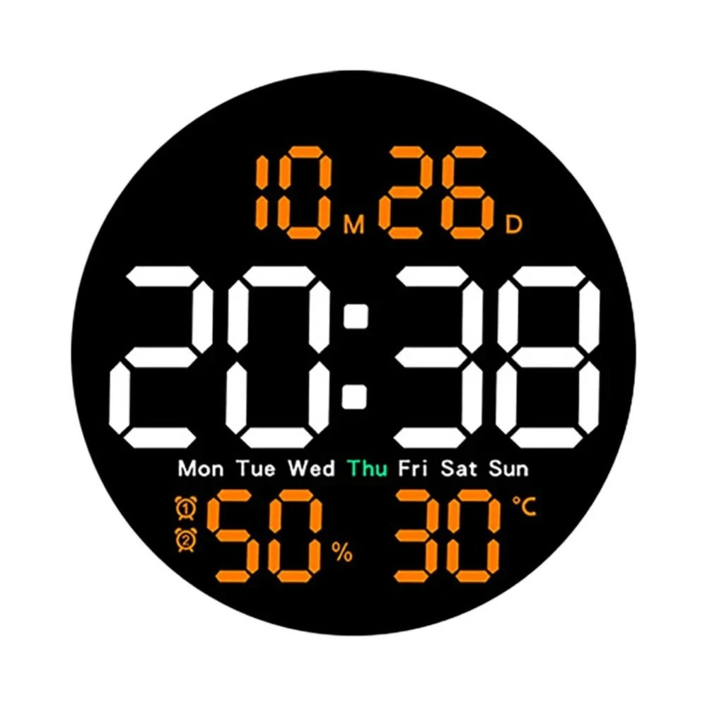 10-Inch LED Digital Wall Clock with Remote, Auto Dimming, Alarm, Temperature, Humidity, Date, Week Display for Home, Office