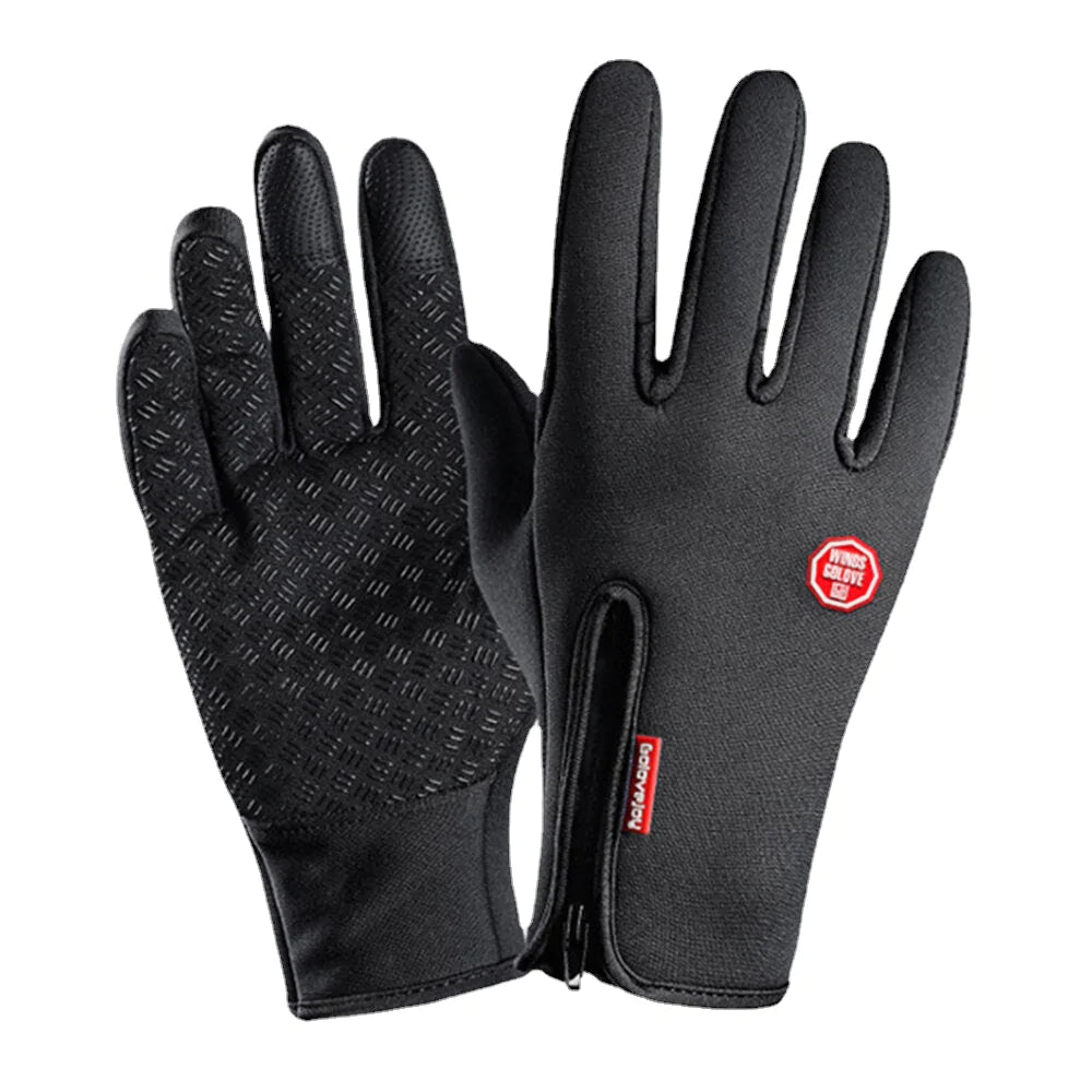 Unisex Diving Cloth Screen-touchable Riding Climbing Skiing Warm Plus Velvet Zipper Gloves