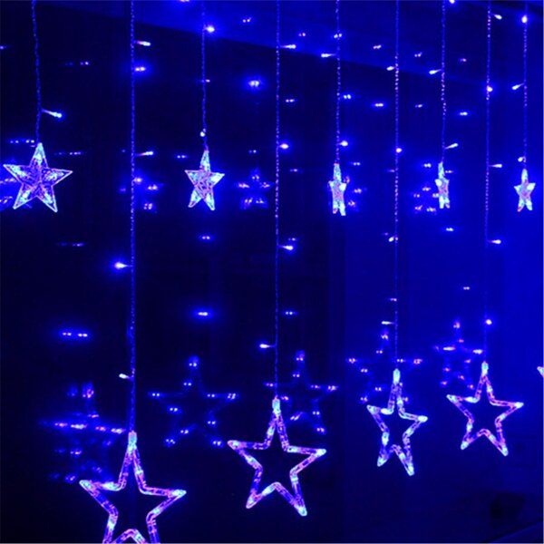 Multi 3.5M 100SMD Five-Pointed Star LED String Curtain Lights Xmas Wedding Decor 220V