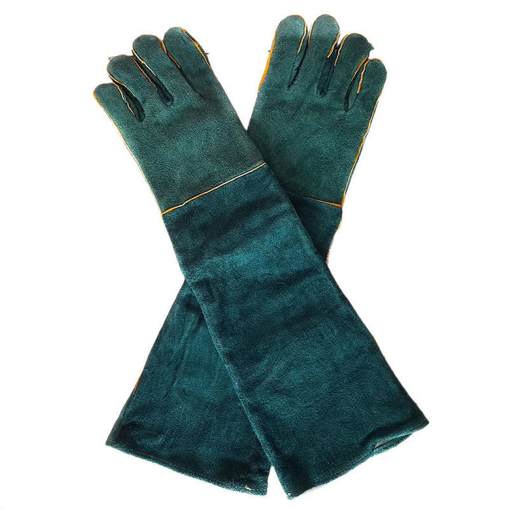 60cm Cowhide Electric Welding Gloves Leather Gear Mitten Long Heat Protect Warm