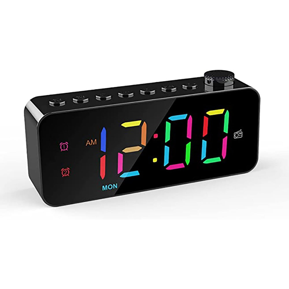 LED Digital Alarm Clock with FM Radio, Dual Alarm, Snooze, USB Charging Port, and Dimmable Night Light for Bedroom, Office