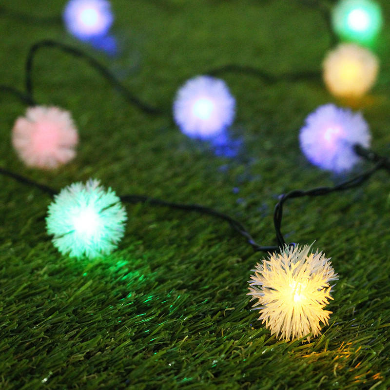 5M 20LED Dandelion Ball Solar Christmas Party Decor Outdoor Fairy String Light Lamp