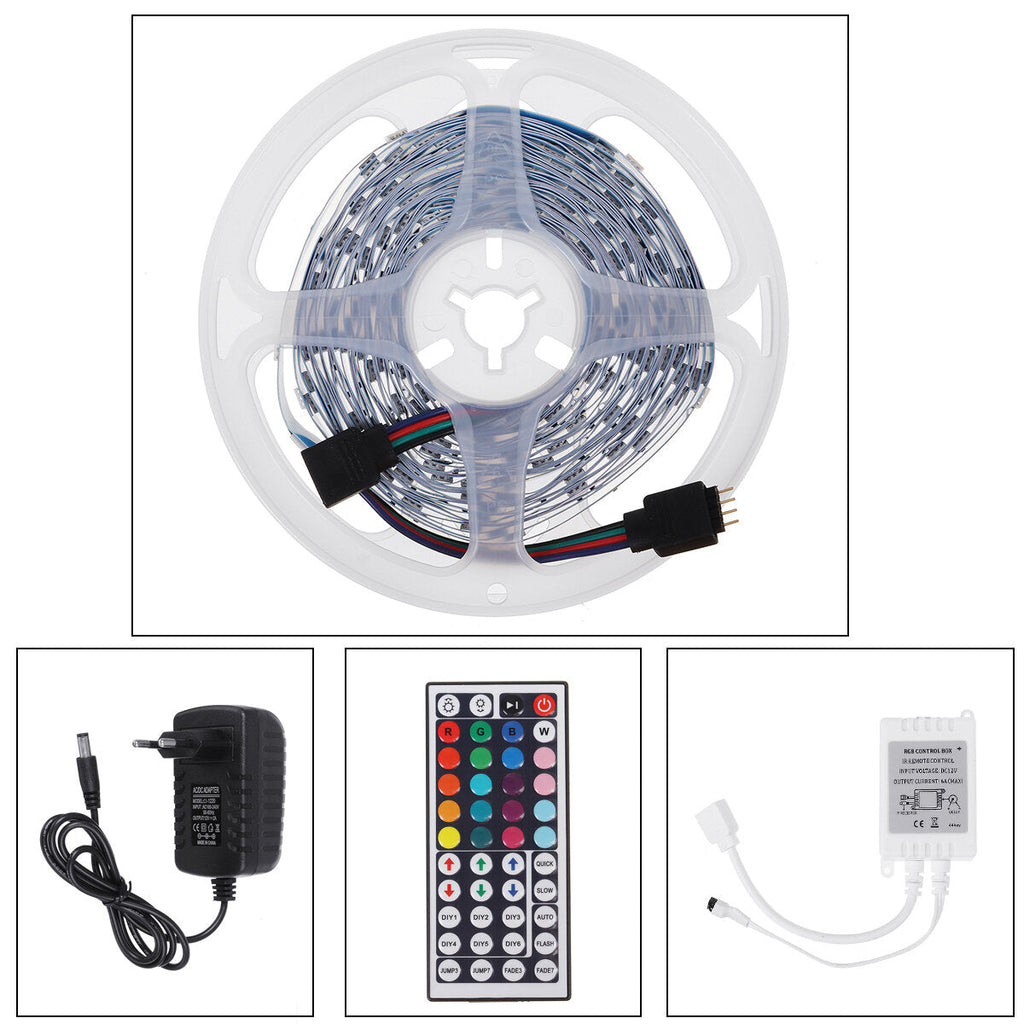 RGB LED Light Strip with 24/44Key Remote Controller 5050 SMD Cuttable Linkable Christmas Decorations Clearance Christmas Lights