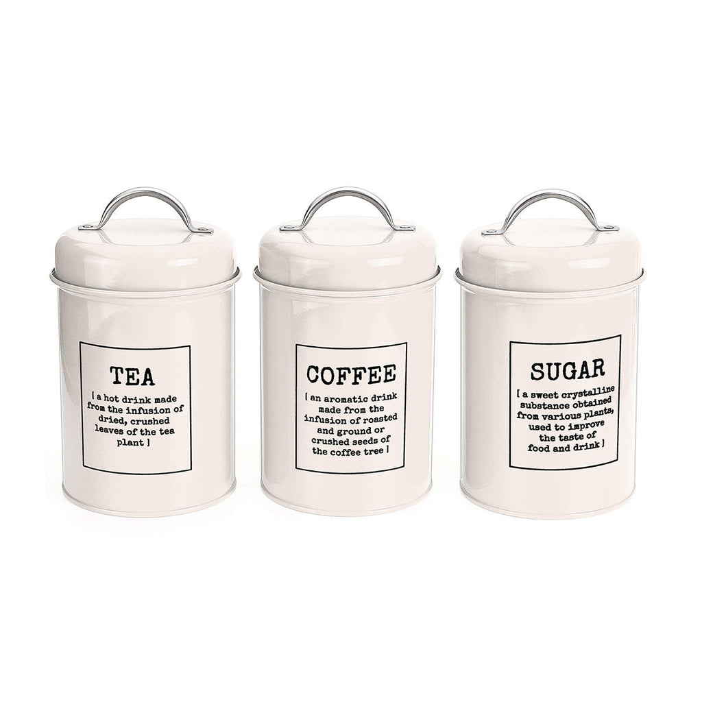 3Pcs Storage Tanks Canister Tea Coffee Sugar Tin Jar Stainless Steel Container Can Kitchen