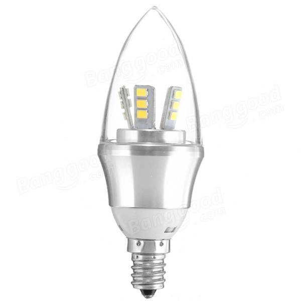 E27/E14/E12/B22/B15 6W LED Warm White/White 25SMD 2835 Silver Candle Light Bulb Lamp 220V