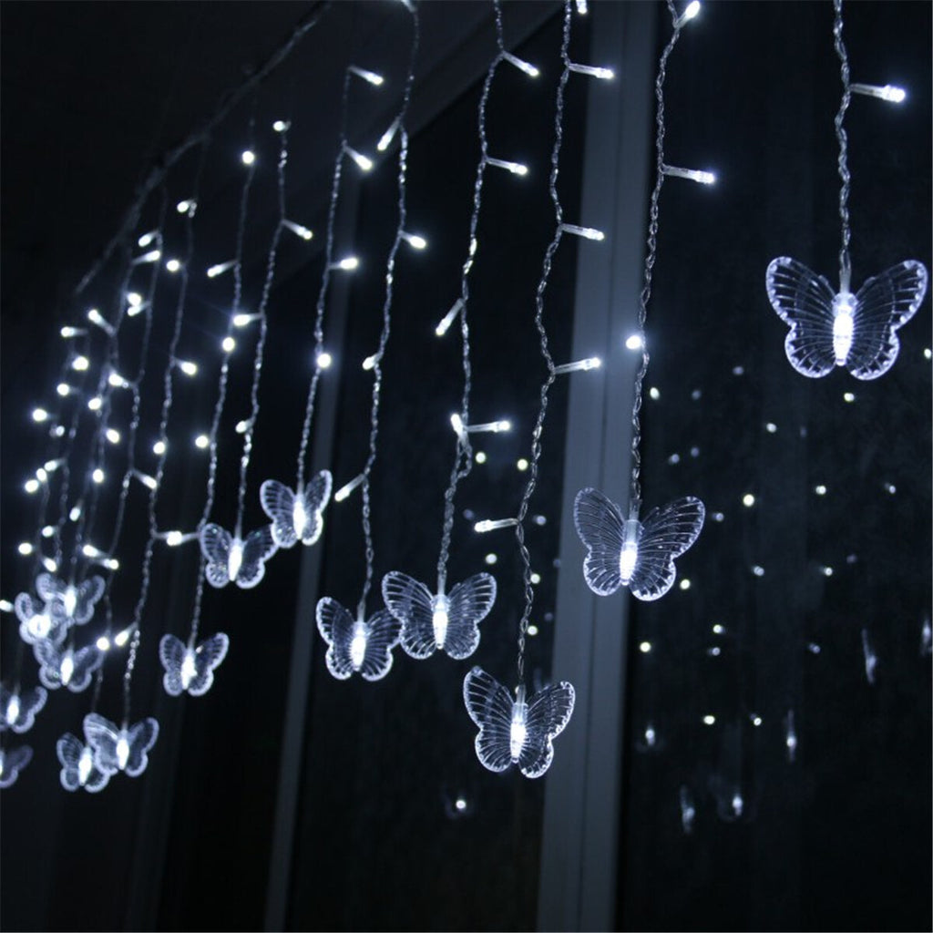 96 LED Butterfly String Curtain Lights Colorful Wedding Waterproof Lamp 8 Modes