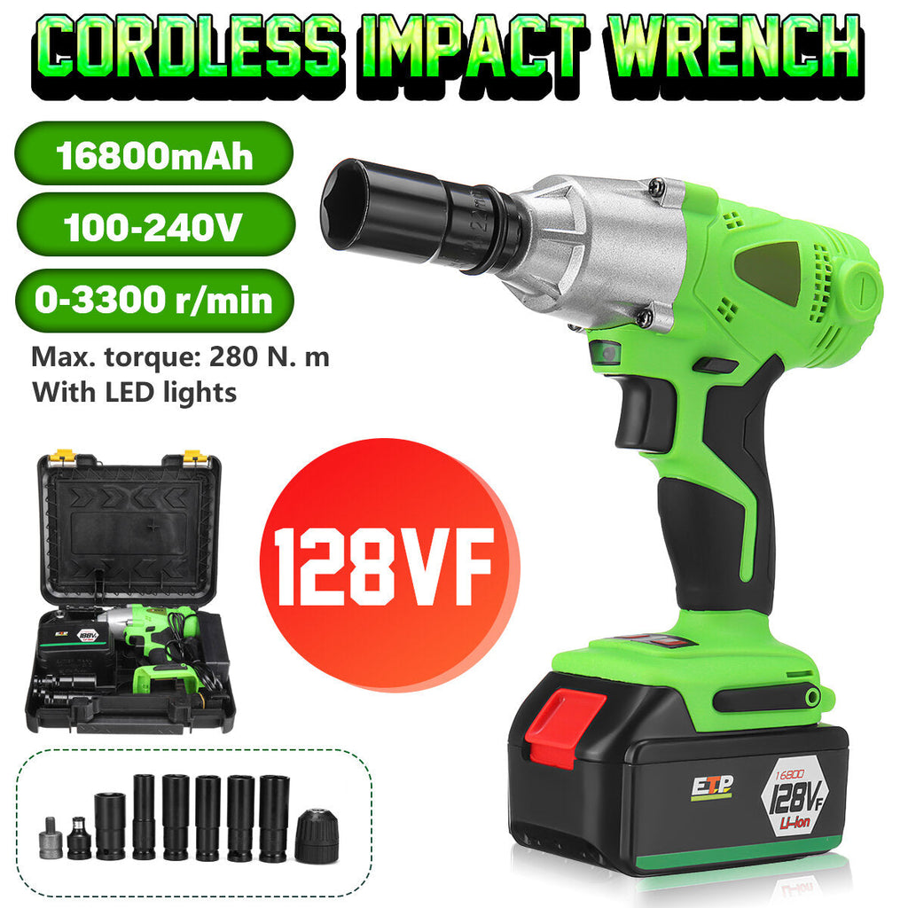 98VF/128VF/168VF/188VF Adjustable Cordless Brushless Electric Impact Wrench Screwdriver Drill LED Light