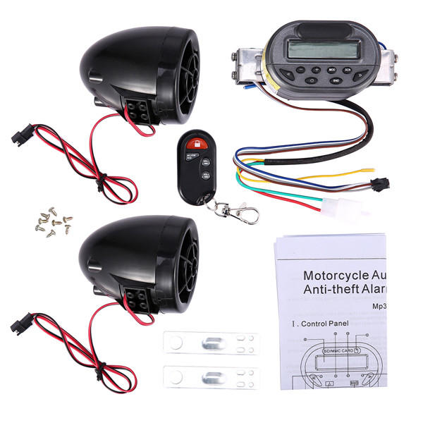 Motorcycle Audio Anti Theft Alarm Guard With FM Radio MP3 Player And USB Mobile Charge