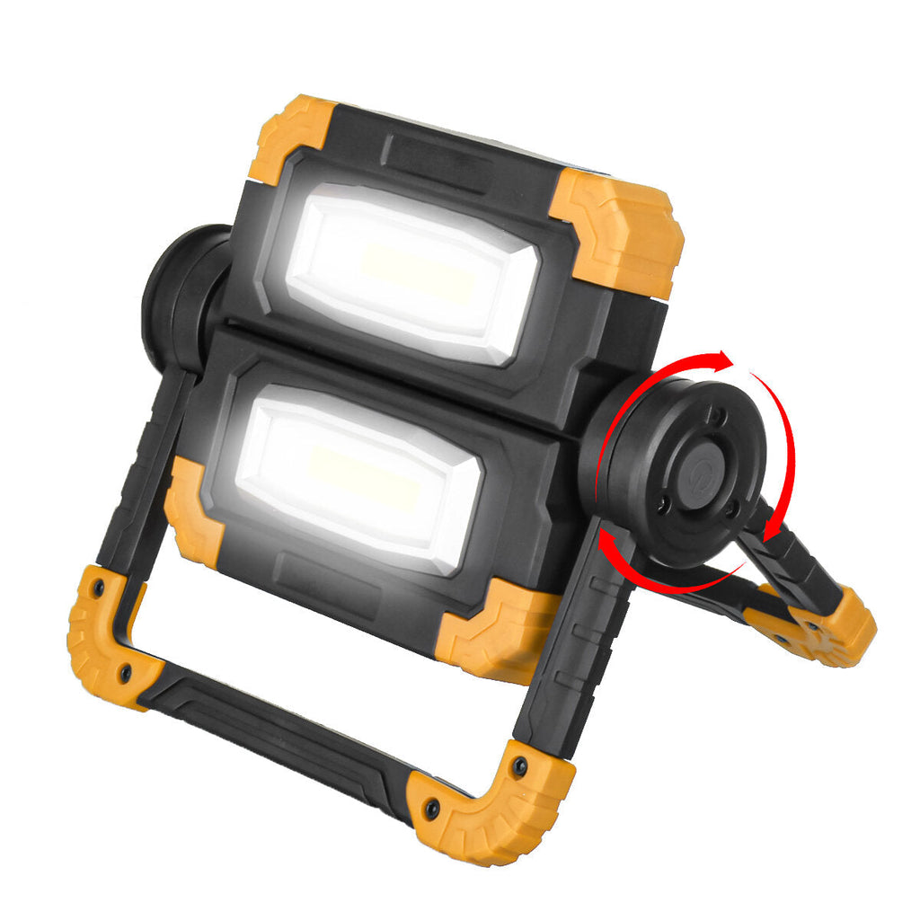 USB Rechargeable Outdoor Portable Work Lamp Searchlight Double Head COB Camping Light Anti-fall Flood Camp Spotlight