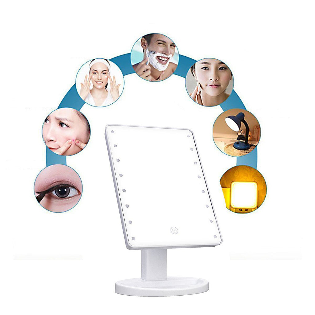 Makeup Light Mirror Charminer 16 LEDs Touch Light Illuminated Cosmetic Desktop Vanity Mirror with Stand Handy Touching On/Off