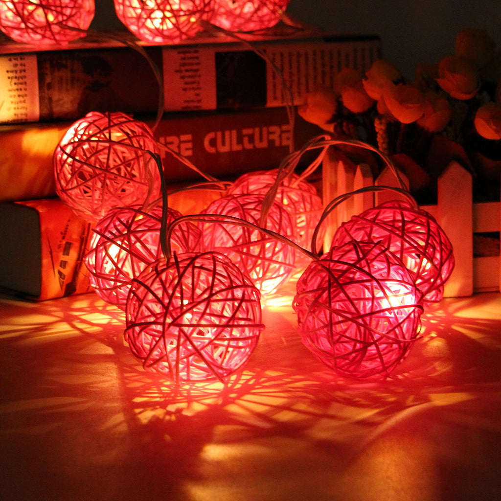 Battery Powered 1.8M 10LEDs Rattan Ball Fairy String Lights for Christmas Garden Party