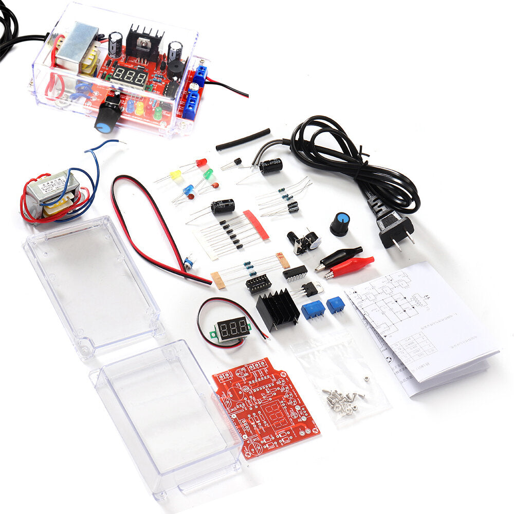 LM317 Adjustable DC Power Supply DIY Electronic Kit Set 220V/110V To DC1.25-12V Voltmeter Soldering Training