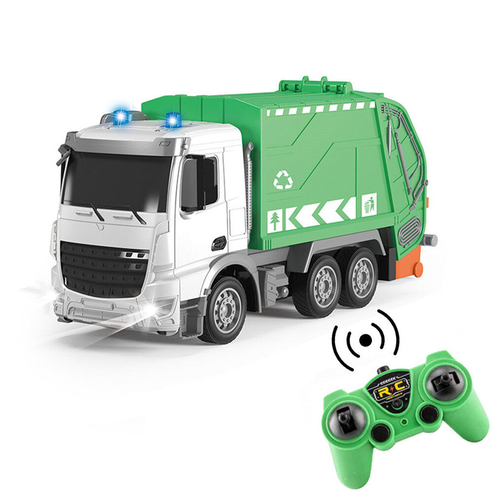 7CH RC Car Spray Water Fire Lift Sanitation Garbage Truck with LED Light Remote Control Vehicles Models Toy