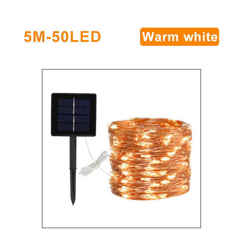 8 Modes 5m 50 LED Solar Power Fairy Lights String Lamps Party Wedding Decor Garden Christmas Tree Decorations Lights