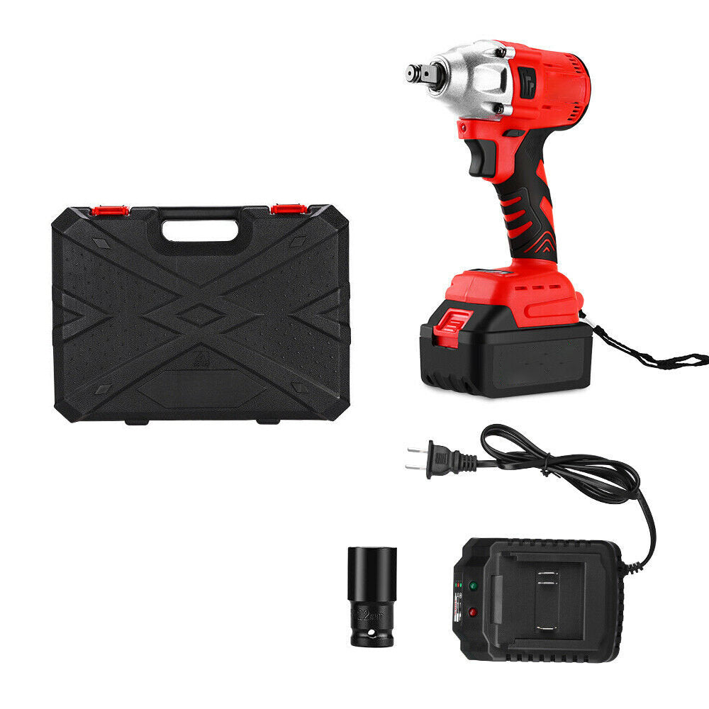 18V 1/2" 10000mAh Brushless Cordless Impact Wrench 350Nm Electric Drilling Tool with LED Light