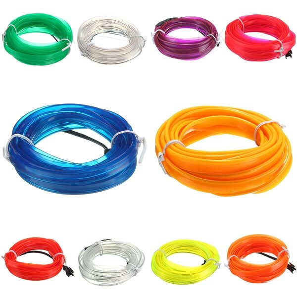 3M Led Flexible EL Wire Neon Glow Light Rope Strip 12V For Christmas Holiday Party