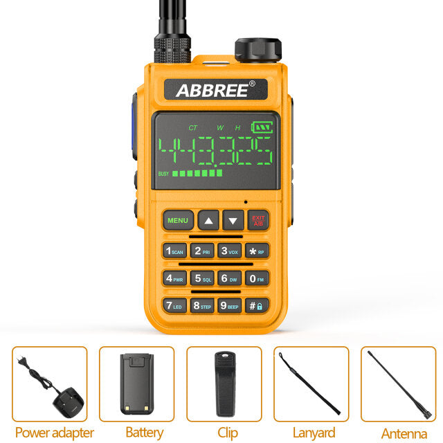 Full Bands Walkie Talkie 128 Channels LCD Color Screen Two Way Radio Air Band DTMF SOS Emergency Function