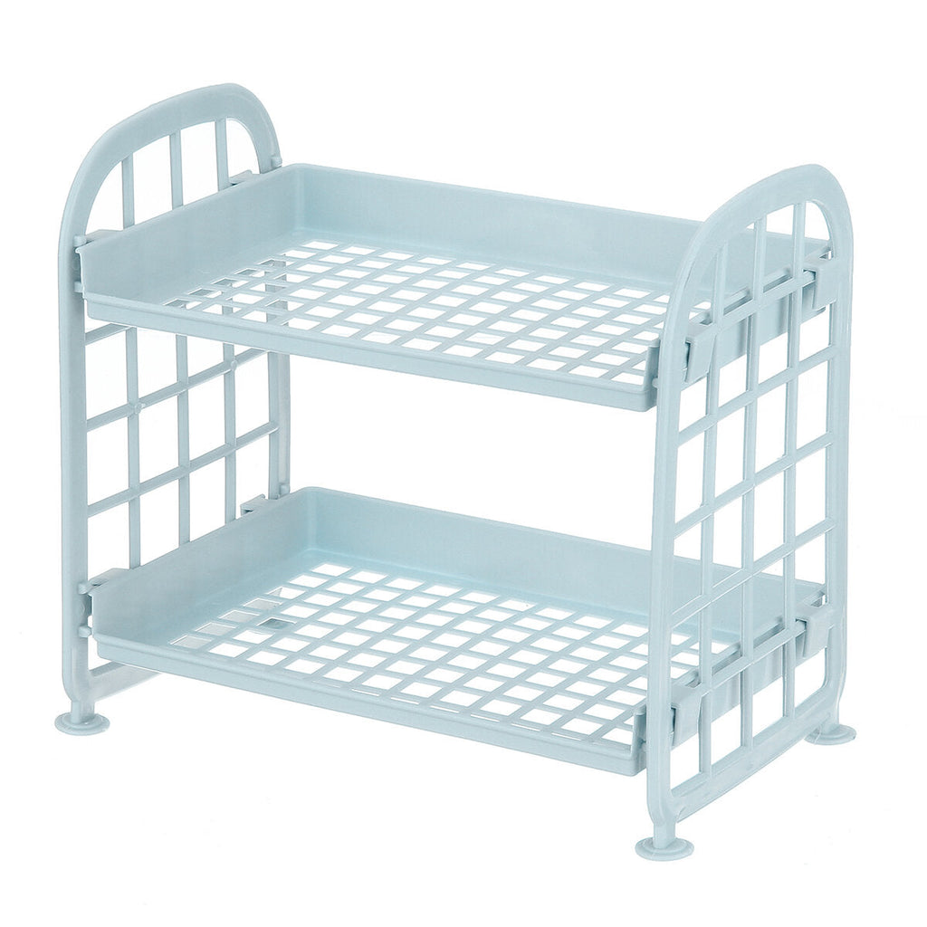 Double-layer Hollow Rack Multi-functional Plastic Shelf Desktop Organizer Bathroom Kitchen Storage Rack Holder Shelf