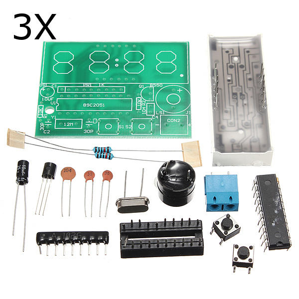 3Pcs C51 4 Bits Electronic Clock Electronic Production Suite DIY Kits