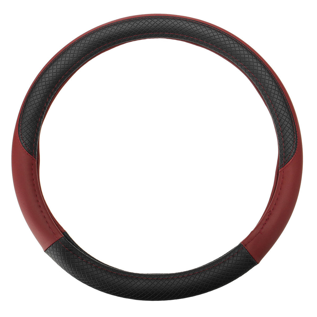 38CM Universal Anti-Slip Breathable Car Steering Wheel Cover PU Leather Vehicle