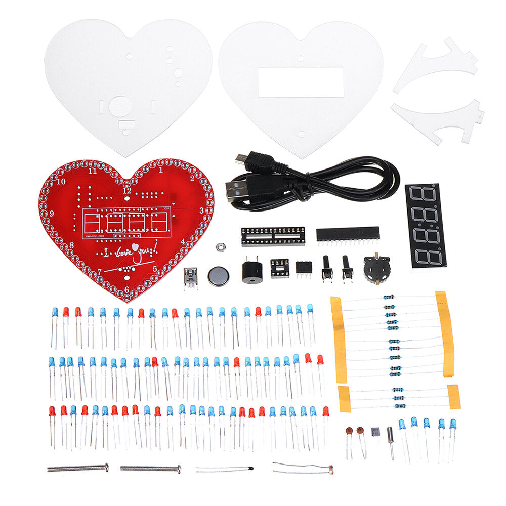 Electronic Clock Heart-shaped Lamp Love Creative DIY Production Kit