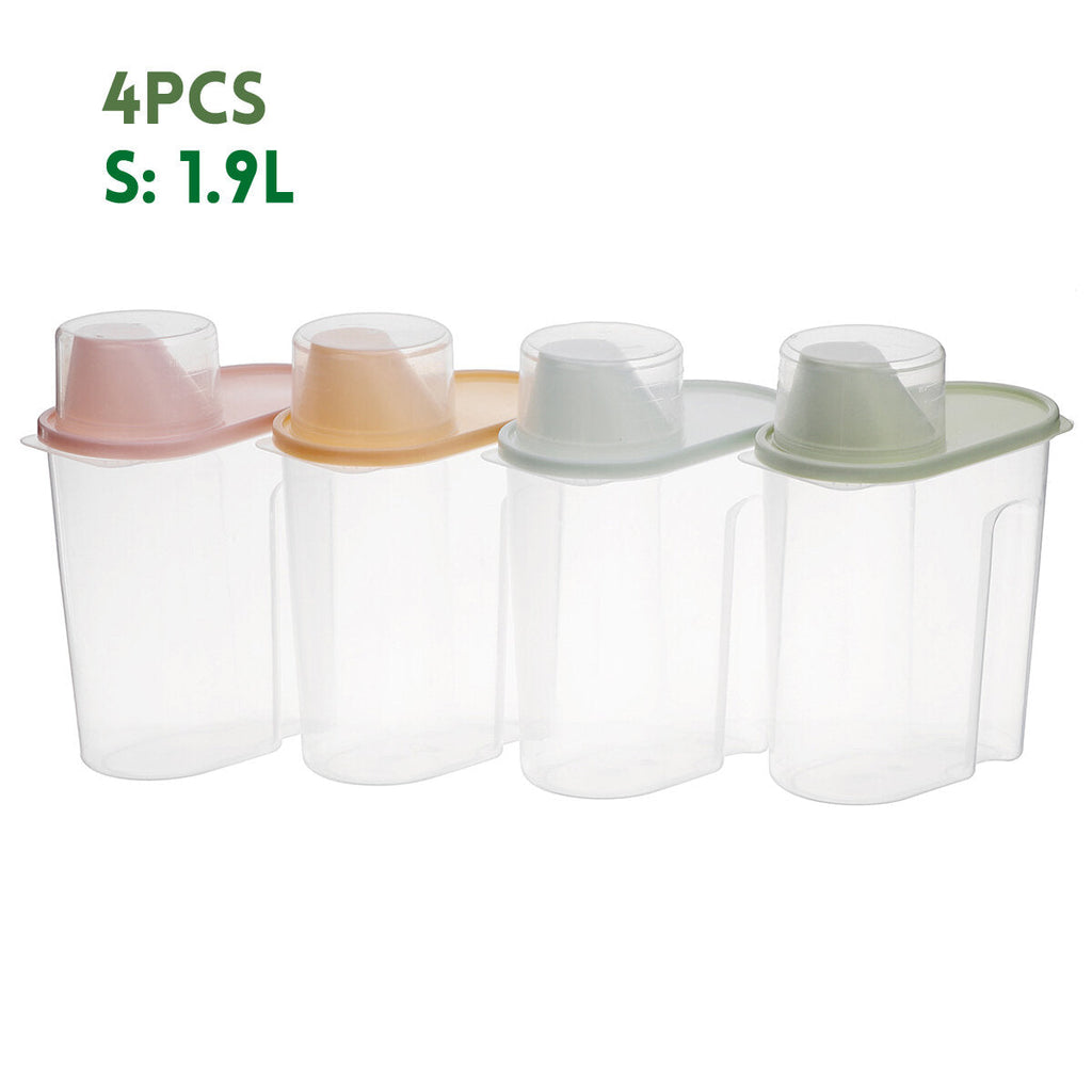 4Pcs Cereal Storage Box Plastic Rice Container Food Sealed Jar Cans Kitchen Grain Dried Fruit Snacks Storage Box