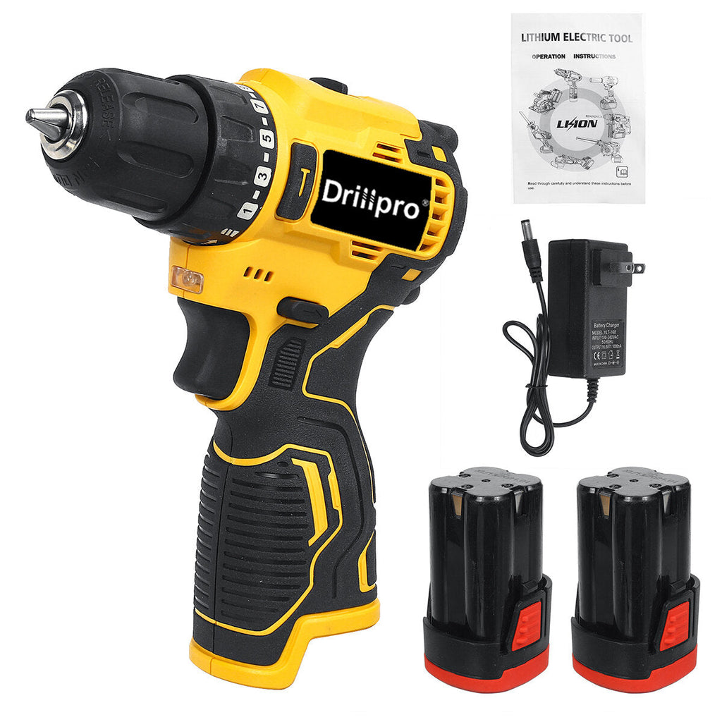 18V Brushless Electric Drill Driver Cordless Rechargeable Screwdriver W/ 1 or 2 Battery