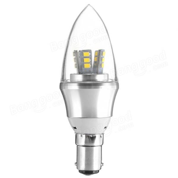 E27/E14/E12/B22/B15 6W LED Warm White/White 25SMD 2835 Silver Candle Light Bulb Lamp 220V