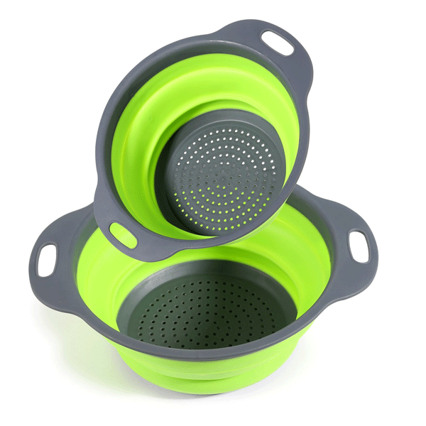 Silicone Foldable Colanders Strainer Drain Basket Fruit Vegetable Cleaning Basket