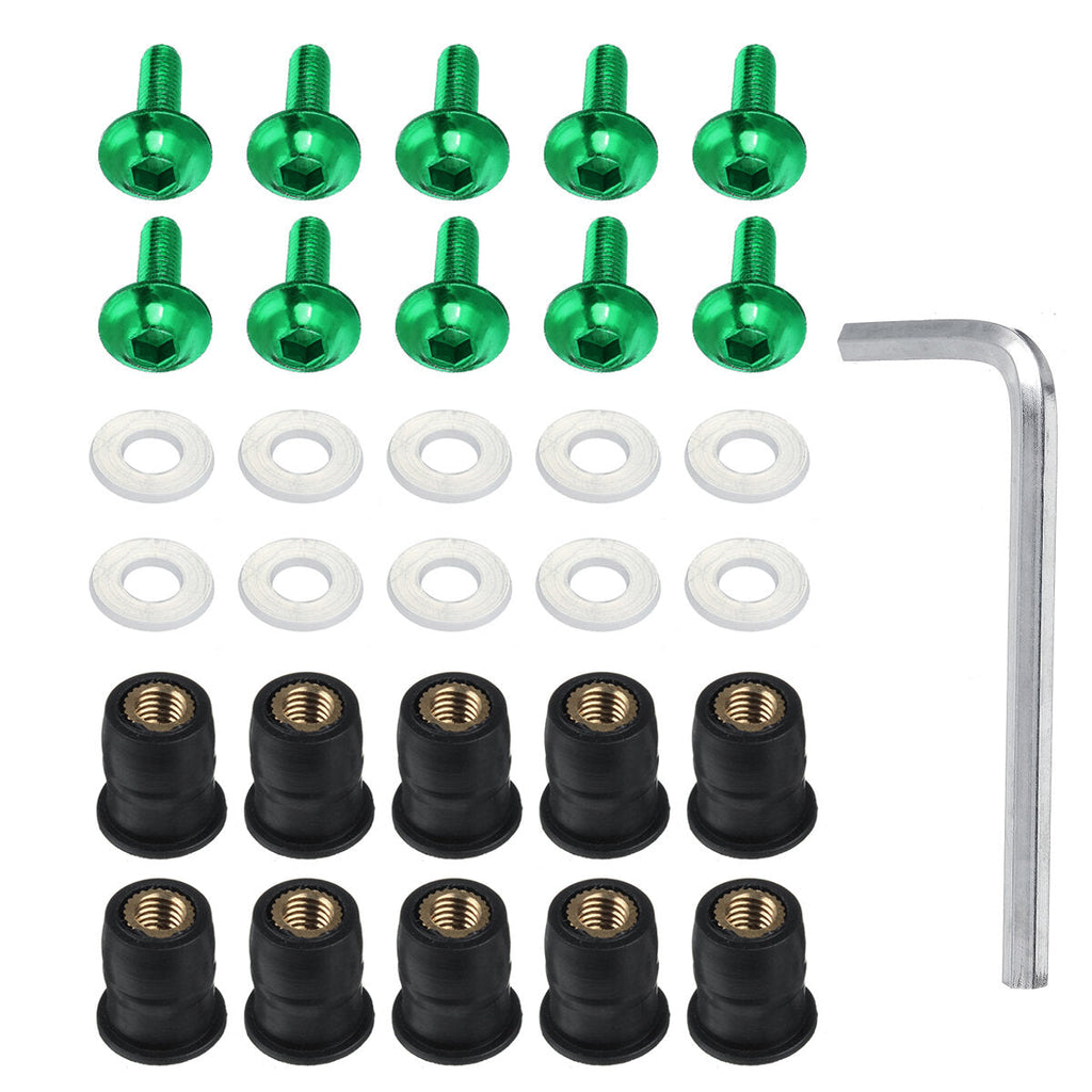 M5 Motorcycle Screws Set Fairing Bumpers Aluminium Push Pin Bumper Fasteners Clips Rivets Kit