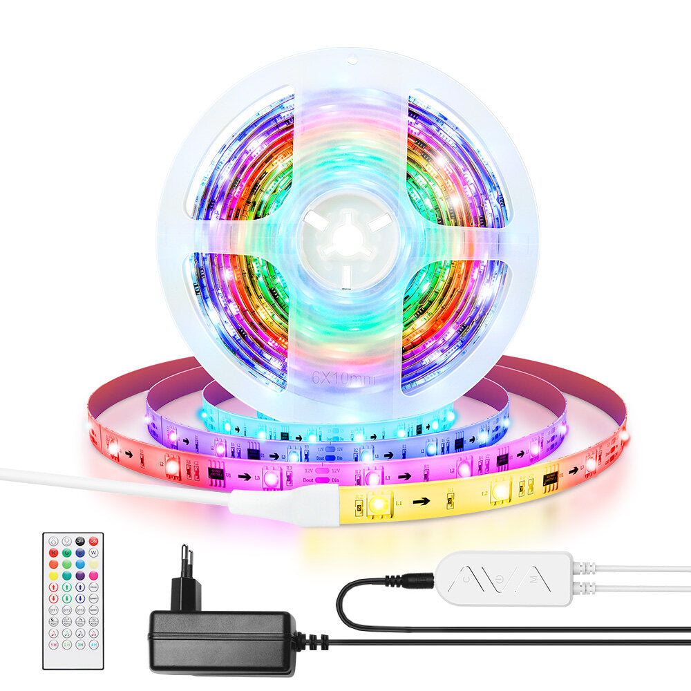 5M/10M Built-in IC Smart Wi-Fi RGB Magic LED Strip Light+40Keys IR Remote Control Work with Alexa Google Assistant Christmas Decorations Clearance Christmas Lights