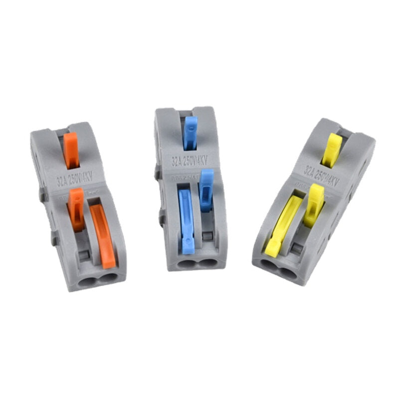 Orange/Yellow/Blue Wire Connector 1 In 2 Out Wire Splitter Terminal Block Compact Wiring Cable Connector Push-in Conductor