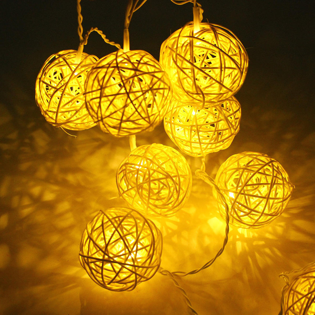 Battery Powered 1.8M 10LEDs Rattan Ball Fairy String Lights for Christmas Garden Party